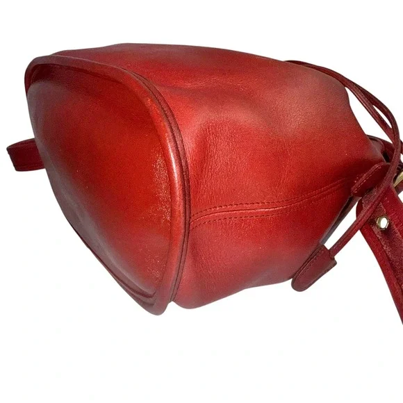 Coach 9952 Bucket Bag Women Red Vintage Leather Drawstring USA Made - Picture 11 of 14